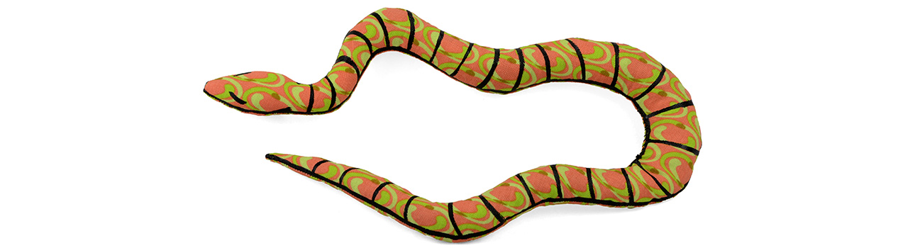 hand drawn sewn stuffed catnip snake 2